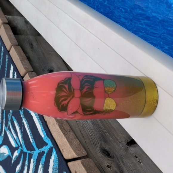 WATER BOTTLE Pool Hair Don't Care 🏝 Handmade Epoxy Resin 15oz - Picture 7 of 11